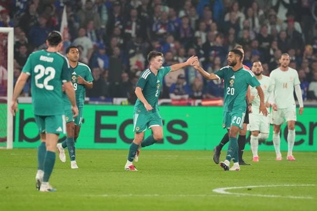 Patrick Kelly of Northern Ireland pulls a goal back France v Northern Ireland, International Friendly, Länderspiel, Nationalmannschaft Football, Decathlon Arena Stade Pierre-Mauroy, Lille, France - 08 Jun 2026Lille Decathlon Arena Stade Pierre-Mau France EDITORIAL USE ONLY No use with unauthorised audio, video, data, fixture lists, club league logos or live services. Online in-match use limited to 120 images, no video emulation. No use in betting, games or single club league player publications. Copyright: xDavexWinter Shutterstockx 16912920bn