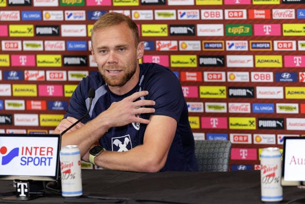 SOCCER - FIFA World Cup, WM, Weltmeisterschaft, Fussball 2026, preview SANTA BARBARA,CALIFORNIA,USA,08.JUN.26 - SOCCER - FIFA World Cup 2026, USA, Mexico, Canada, preview, OEFB, Oesterreichischer Fussball-Bund, press conference, PK, Pressekonferenz team AUT. Image shows Alexander Schlager (AUT). GEPAxpictures xArminxRauthner
