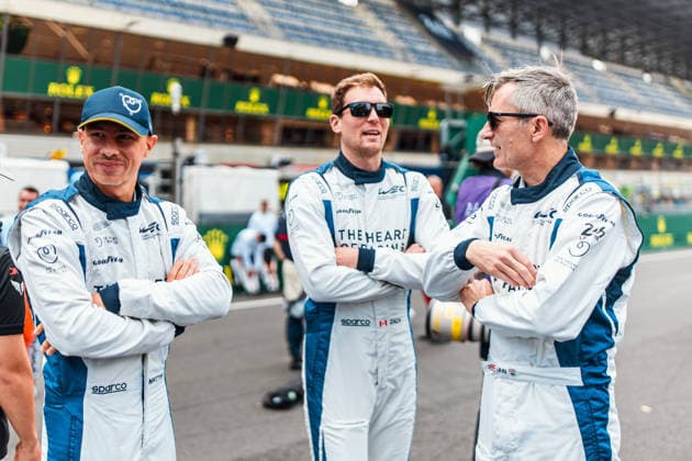 24 HEURES DU MANS 2026 - TUESDAY 27 JAMES Ian (usa), ROBICHON Zacharie (can), DRUDI Mattia (ita), Heart of Racing Team, Aston Martin Vantage AMR LMGT3 27, LM GT3, portrait during the 24 Hours of Le Mans 2026, 3rd round of the 2026 FIA World Endurance Championship, on June 9, 2026 on the Circuit des 24 Heures du Mans in Le Mans, France - Copyright: xAndreaxLorenzinax