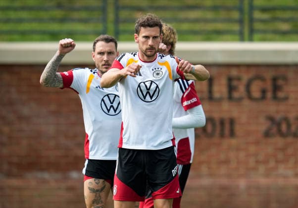 David Raum Germany, 22 and Leon Goretzka Germany, 8 takes part in the first training session of the German national team at the training camp in North Carolina USA, German national soccer team, Base Camp, Winston Salem, 08 06 2026 USA, German national soccer team, Base Camp, Winston Salem, 08 06 2026 Winston Salem Copyright: xEibner-Pressefoto ScottxColemanx EP_SCN