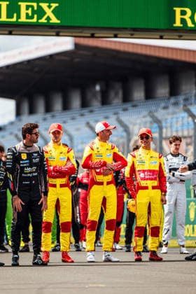 24 HEURES DU MANS 2026 - TUESDAY 83 YE Yifei (chn), KUBICA Robert (pol), HANSON Phil (gbr), AF Corse, Ferrari 499P 83, Hypercar, portrait during the 24 Hours of Le Mans 2026, 3rd round of the 2026 FIA World Endurance Championship, on June 9, 2026 on the Circuit des 24 Heures du Mans in Le Mans, France - Copyright: xAndreaxLorenzinax