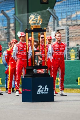 24 HEURES DU MANS 2026 - TUESDAY 07 CONWAY Mike (gbr), KOBAYASHI Kamui (jpn), DE VRIES Nyck (nld), Toyota Racing, Toyota TR010 Hybrid 07, Hypercar, portrait during the 24 Hours of Le Mans 2026, 3rd round of the 2026 FIA World Endurance Championship, on June 9, 2026 on the Circuit des 24 Heures du Mans in Le Mans, France - Copyright: xAndreaxLorenzinax