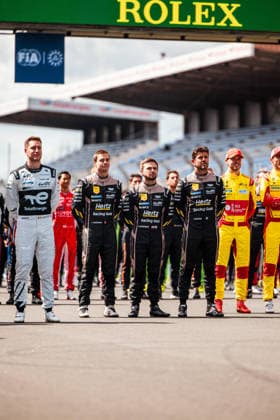 24 HEURES DU MANS 2026 - TUESDAY 12 DELETRAZ Louis (swi), STEVENS Will (gbr), NATO Norman (fra), Cadillac Hertz Team Jota, Cadillac V-Series.R 12, Hypercar, portrait during the 24 Hours of Le Mans 2026, 3rd round of the 2026 FIA World Endurance Championship, on June 9, 2026 on the Circuit des 24 Heures du Mans in Le Mans, France - Copyright: xAndreaxLorenzinax
