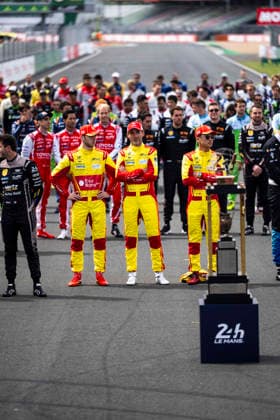 24 HEURES DU MANS 2026 - TUESDAY 83 YE Yifei (chn), KUBICA Robert (pol), HANSON Phil (gbr), AF Corse, Ferrari 499P 83, Hypercar, portrait during the 24 Hours of Le Mans 2026, 3rd round of the 2026 FIA World Endurance Championship, on June 9, 2026 on the Circuit des 24 Heures du Mans in Le Mans, France - Le MansFrance Copyright: xCharlyxLopezx