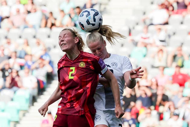 Sarai Linder Germany and Ziva Rakovec Slovenia battle for the ball, FIFA Women s World Cup 2027 Qualifier, Slovenia v Germany, Stadion Stozice on June 09, 2026 in Ljubljana, Slovenia Photo by Marco Steinbrenner DeFodi Images Sarai Linder Germany and Ziva Rakovec Slovenia battle for the ball, FIFA Women s World Cup 2027 Qualifier, Slovenia v Germany, Stadion Stozice, June 9, 2026 in Ljubljana, Slovenia Photo by Marco Steinbrenner DeFodi Images