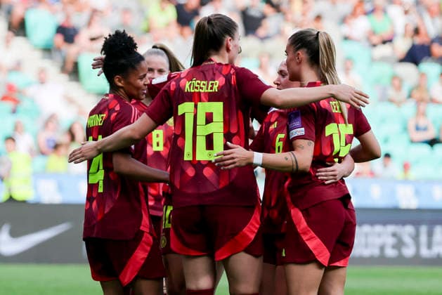 Shekiera Martinez Germany celebrates her goal with teammates, FIFA Women s World Cup 2027 Qualifier, Slovenia v Germany, Stadion Stozice, June 9, 2026 in Ljubljana, Slovenia Photo by Marco Steinbrenner DeFodi Images Shekiera Martinez Germany celebrates her goal with teammates, FIFA Women s World Cup 2027 Qualifier, Slovenia v Germany, Stadion Stozice, June 9, 2026 in Ljubljana, Slovenia Photo by Marco Steinbrenner DeFodi Images