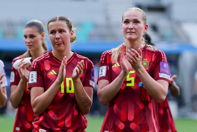 Larissa Muehlhaus Germany and Camilla Kuever Germany cheer, FIFA Women s World Cup 2027 Qualifier, Slovenia v Germany, Stadion Stozice on June 09, 2026 in Ljubljana, Slovenia Photo by Marco Steinbrenner DeFodi Images Larissa Muehlhaus Germany and Camilla Kuever Germany cheer, FIFA Women s World Cup 2027 Qualifier, Slovenia v Germany, Stadion Stozice, June 9, 2026 in Ljubljana, Slovenia Photo by Marco Steinbrenner DeFodi Images