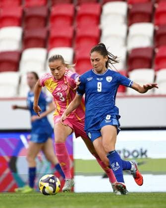Amy Muir of Scotland Women and Rahel Steinschneider of Israel Women Israel Women v Scotland Women, FIFA 2027 Women s World Cup Qualifying, Football, Bozsnik Arena, Budapest, Hungary - 09 Jun 2026Budapest Bozsnik Arena Hungary EDITORIAL USE ONLY No use with unauthorised audio, video, data, fixture lists, club league logos or live services. Online in-match use limited to 120 images, no video emulation. No use in betting, games or single club league player publications. Copyright: xNikolaxKrstic Shutterstockx 16911191bb