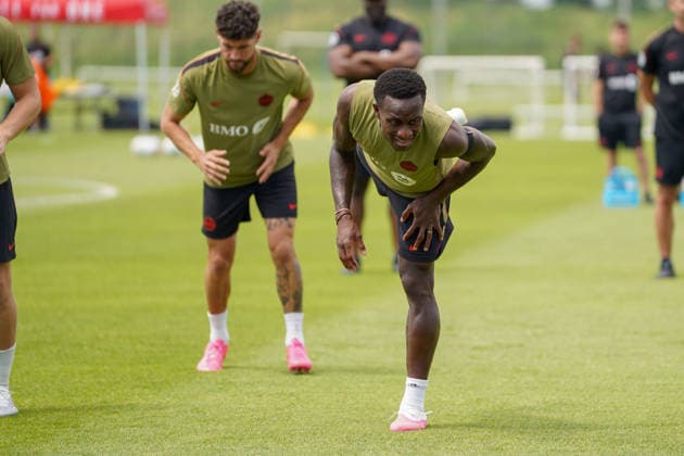 June 9, 2026, Toronto, Ciudad de Mexico, Canada: Richie LARYEA 22 of Canada national football team warms-up during the training day, ahead the 2026 FIFA World Cup, WM, Weltmeisterschaft, Fussball Group B match against Bosnia and Herzegovina at TorontoFC Training Ground. on June 9, 2026 in Toronto, Canada. Toronto Canada - ZUMAe321 20260609_zsa_e321_008 Copyright: xLeonardoxRamirezx