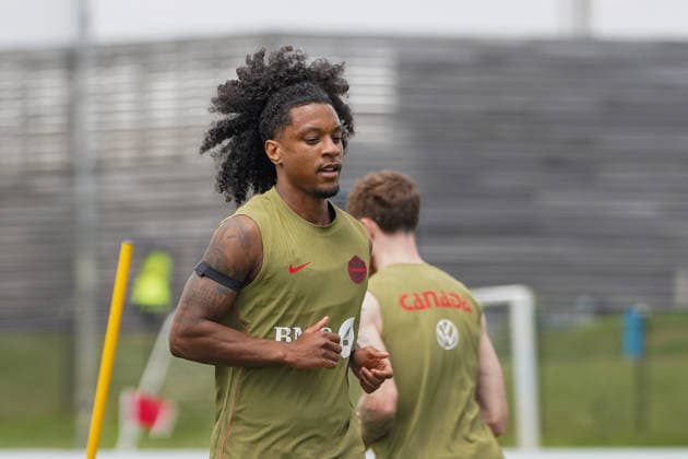 June 9, 2026, Toronto, Ciudad de Mexico, Canada: Jayden NELSON 26 of Canada national football team warms-up during the training day, ahead the 2026 FIFA World Cup, WM, Weltmeisterschaft, Fussball Group B match against Bosnia and Herzegovina at TorontoFC Training Ground. on June 9, 2026 in Toronto, Canada. Toronto Canada - ZUMAe321 20260609_zsa_e321_009 Copyright: xLeonardoxRamirezx