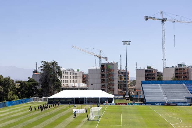 SOCCER - FIFA World Cup, WM, Weltmeisterschaft, Fussball 2026, preview SANTA BARBARA,CALIFORNIA,USA,09.JUN.26 - SOCCER - FIFA World Cup 2026, USA, Mexico, Canada, preview, OEFB, Oesterreichischer Fussball-Bund, training team AUT. Image shows an overview of the Harder Stadium, the team of AUT and the construction site. GEPAxpictures xArminxRauthner