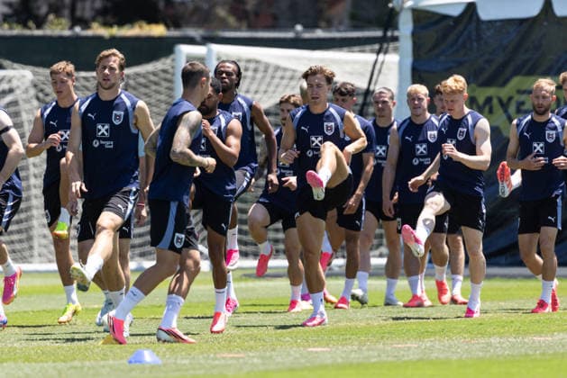 SOCCER - FIFA World Cup, WM, Weltmeisterschaft, Fussball 2026, preview SANTA BARBARA,CALIFORNIA,USA,09.JUN.26 - SOCCER - FIFA World Cup 2026, USA, Mexico, Canada, preview, OEFB, Oesterreichischer Fussball-Bund, training team AUT. Image shows Michael Svoboda, David Affengruber (AUT) and the team of AUT. GEPAxpictures xArminxRauthner