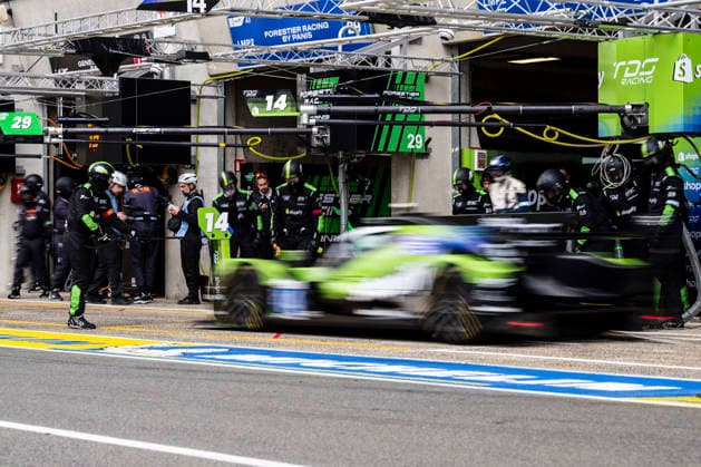 24 HEURES DU MANS 2026 - FREE PRACTICE AND QUALIFIYING SESSION 14 LUTKE Tobias (can), BECHE Mathias (swi), ESTRE Kevin (fra), TDS Racing, Oreca 07 Gibson 14, LMP2 Pro-AM, pitstop, arrêt aux stands during the Free Practice and Qualifying session of the 24 Hours of Le Mans 2026, 3rd round of the 2026 FIA World Endurance Championship, from June 10 to 11, 2026 on the Circuit des 24 Heures du Mans in Le Mans, France - Le MansFrance Copyright: xCharlyxLopezx