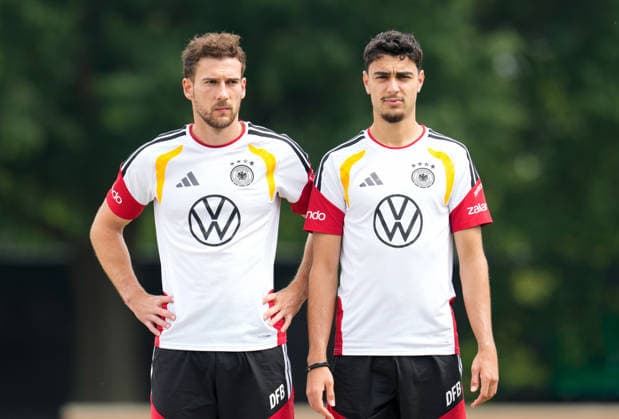 Leon Goretzka Germany, 8 and Aleksandar Pavlovic Germany, 5 in front of the official team photo USA, German national soccer team, training, Winston Salem, 10 06 2026 USA, German national soccer team, training, Winston Salem, 10 06 2026 Winston Salem Copyright: xEibner-Pressefoto ScottxColemanx EP_SCN