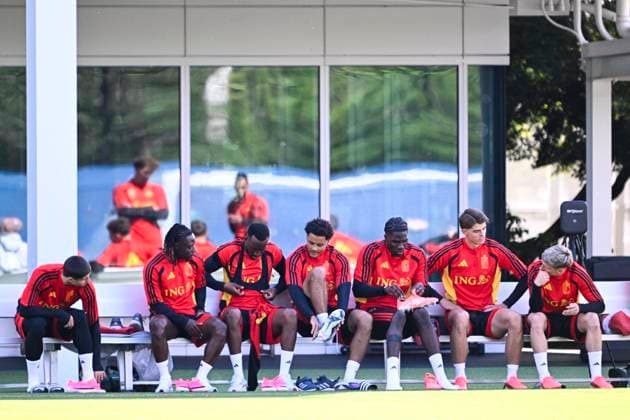 Belgian national football team - FIFA World Cup, WM, Weltmeisterschaft, Fussball 2026 - media activities 10 06 2026 RENTON, UNITED STATES OF AMERICA - JUNE 10 : Doku Jeremy forward of Belgium, De Winter Koni defender of Belgium, Onana Amadou midfielder of Belgium, Lukebakio Dodi forward of Belgium, De Ketelaere Charles midfielder of Belgium, Saelemaekers Alexis midfielder of Belgium pictured during a training session of the Belgian national football team during the FIFA World Cup 2026 on June 10, 2026 in Renton, United States of America, 10 06 2026 Renton United States of America Copyright: xNicoxVereeckenx
