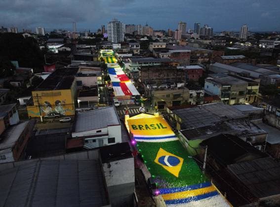 Moradores transformam Rua da Copa para a Copa do Mundo FIFA 2026 em Manaus A view of Santa Isabel Street, known locally as World Cup Street, decorated and painted by residents in celebration of the 2026 FIFA World Cup, WM, Weltmeisterschaft, Fussball in the Praca 14 neighborhood of Manaus, Amazonas state, Brazil, Wednesday, June 10, 2026. Photo: EDMAR BARROS ATO PRESS ESTADoO CONTEÃöDO Manaus Amazonas Brasil Copyright: xEdmarxBarrosx