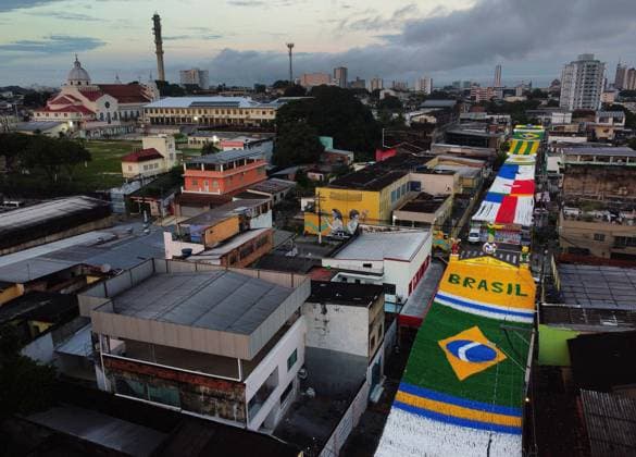 Moradores transformam Rua da Copa para a Copa do Mundo FIFA 2026 em Manaus A view of Santa Isabel Street, known locally as World Cup Street, decorated and painted by residents in celebration of the 2026 FIFA World Cup, WM, Weltmeisterschaft, Fussball in the Praca 14 neighborhood of Manaus, Amazonas state, Brazil, Wednesday, June 10, 2026. Photo: EDMAR BARROS ATO PRESS ESTADoO CONTEÃöDO Manaus Amazonas Brasil Copyright: xEdmarxBarrosx