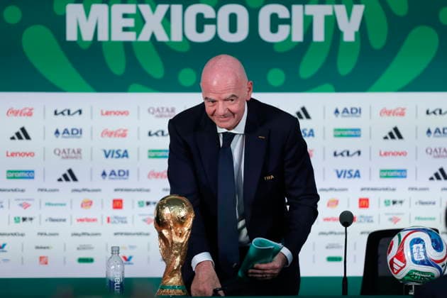 Fußball, FIFA WM 2026, Pressekonferenz in Mexiko-City mit Gianni Infantino #2 Infantino attends a press conference, PK, Pressekonferenz on the eve of the FIFA World Cup, WM, Weltmeisterschaft, Fussball 2026 opening match FIFA President Gianni Infantino attends a press conference on the eve of the FIFA World Cup 2026 opening match, in Mexico City, Mexico, 10 June 2026. MEXICO CITY Mexico Copyright: xISAACxESQUIVELx