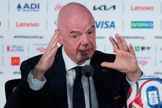 Fußball, FIFA WM 2026, Pressekonferenz in Mexiko-City mit Gianni Infantino #2 Infantino attends a press conference, PK, Pressekonferenz on the eve of the FIFA World Cup, WM, Weltmeisterschaft, Fussball 2026 opening match FIFA President Gianni Infantino attends a press conference on the eve of the FIFA World Cup 2026 opening match, in Mexico City, Mexico, 10 June 2026. MEXICO CITY Mexico Copyright: xISAACxESQUIVELx