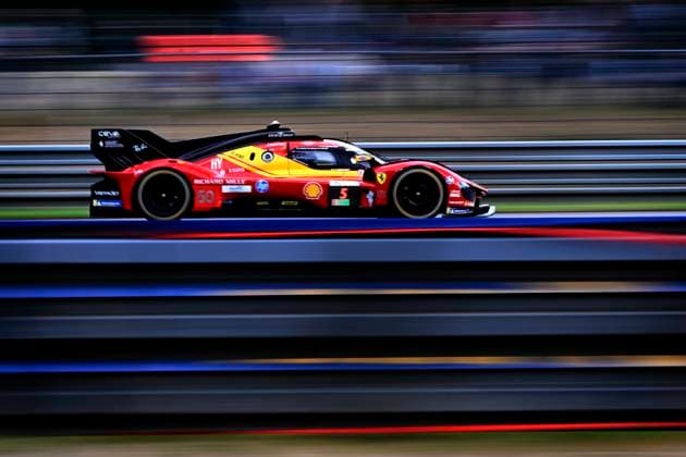 Motorsport, 24 Stunden von Le Mans, Training und Qualifikation #2 24 HEURES DU MANS PHOTOPQR OUEST FRANCE Marc OLLIVIER ; Le Mans ; 10 06 2026 ; Ferrari AF Corse 50 ( Hypercar ), pilotée par Antonio FUOCO , Nicklas NIELSEN et Miguel MOLINA Sur le circuit des 24h du Mans, la journée de mercredi 10 juin 2026 est consacrée aux essais libres et aux essais qualificatifs. Pour les équipes, la mise au point de leur voiture sur le tracé unique de 13,626 km se précise. 94e édition des 24 Heures du Mans ( Sarthe ). At the 24 Hours of Le Mans circuit, Wednesday, June 10, 2026, is dedicated to free practice and qualifying. For the teams, the fine-tuning of their cars on the unique 13.626 km track is taking shape. 94th edition of the 24 Hours of Le Mans (Sarthe) Le Mans France Copyright: xPHOTOPQR OUESTxFRANCE MAXPPPxMarcxOLLIVIERx 20260611OFR1034 20260611OFR1034