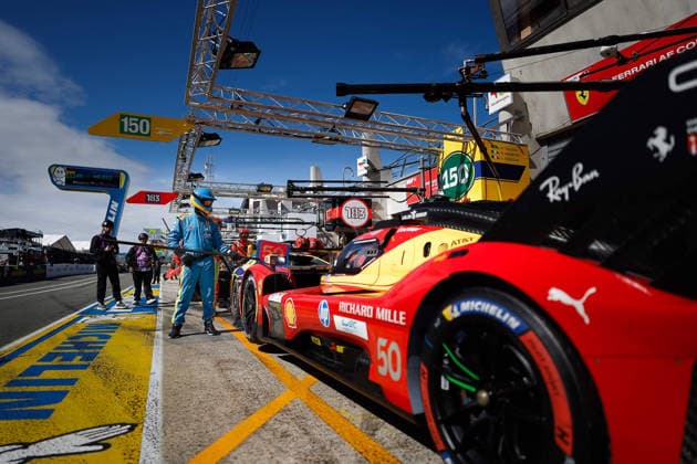 24 HEURES DU MANS 2026 - FREE PRACTICE AND QUALIFIYING SESSION 50 FUOCO Antonio (ita), NIELSEN Nicklas (dnk), MOLINA Miguel (spa), Ferrari AF Corse, Ferrari 499P 50, Hypercar, pitstop, arrêt aux stands, during the Free Practice and Qualifying session of the 24 Hours of Le Mans 2026, 3rd round of the 2026 FIA World Endurance Championship, from June 10 to 11, 2026 on the Circuit des 24 Heures du Mans in Le Mans, France - Le MansFrance Copyright: xFREDERICxLExFLOCxHx
