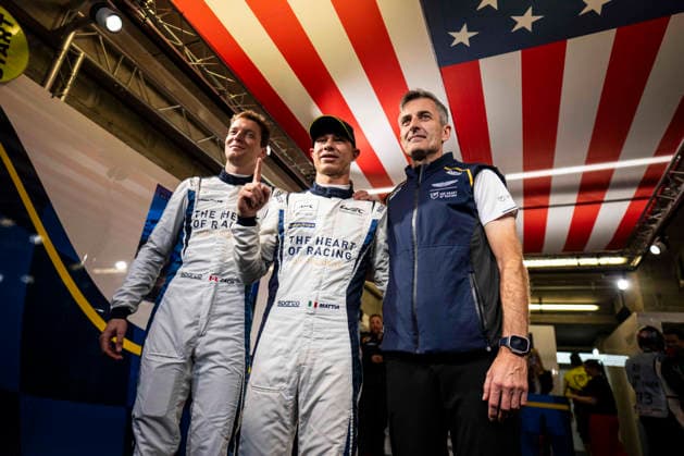 24 HEURES DU MANS 2026 - FREE PRACTICE AND QUALIFIYING SESSION 27 JAMES Ian (usa), ROBICHON Zacharie (can), DRUDI Mattia (ita), Heart of Racing Team, Aston Martin Vantage AMR LMGT3 27, LM GT3, portrait during the Free Practice and Qualifying session of the 24 Hours of Le Mans 2026, 3rd round of the 2026 FIA World Endurance Championship, from June 10 to 11, 2026 on the Circuit des 24 Heures du Mans in Le Mans, France - Le MansFrance Copyright: xCharlyxLopezx