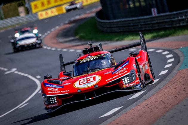 24 HEURES DU MANS 2026 - FREE PRACTICE AND QUALIFIYING SESSION 51 PIER GUIDI Alessandro (ita), CALADO James (gbr), GIOVINAZZI Antonio (ita), Ferrari AF Corse, Ferrari 499P 51, Hypercar, action during the Free Practice and Qualifying session of the 24 Hours of Le Mans 2026, 3rd round of the 2026 FIA World Endurance Championship, from June 10 to 11, 2026 on the Circuit des 24 Heures du Mans in Le Mans, France - Le MansFrance Copyright: xPauloxMariax