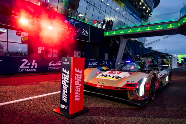 24 HEURES DU MANS 2026 - FREE PRACTICE AND QUALIFIYING SESSION 38 BOURDAIS SÃ bastien (fra), BAMBER Earl (nzl), AITKEN Jack (gbr), Cadillac Hertz Team Jota, Cadillac V-Series.R 38, Hypercar, celebrating during the Free Practice and Qualifying session of the 24 Hours of Le Mans 2026, 3rd round of the 2026 FIA World Endurance Championship, from June 10 to 11, 2026 on the Circuit des 24 Heures du Mans in Le Mans, France - Le MansFrance Copyright: xJULIENxDELFOSSEx