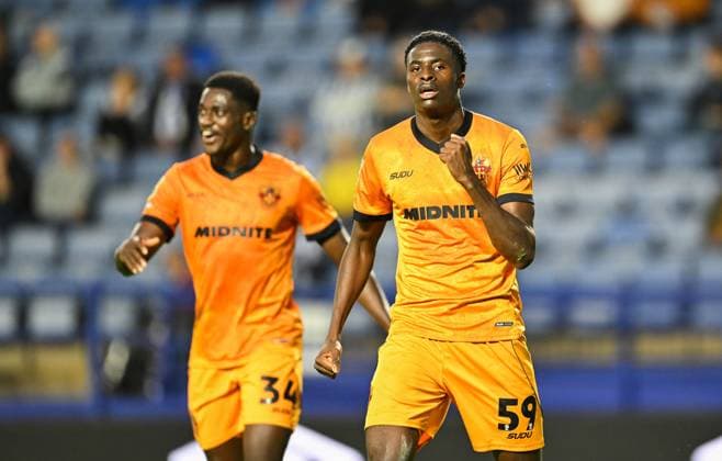 Saheed Olagunju of Wolverhampton Wanderers scores the second goal 0-2 and celebrates Sheffield Wednesday v Wolverhampton Wanderers, EFL Carabao Cup, Second Round, Football, Hillsborough, Sheffield, UK - 25 Aug 2026Sheffield Hillsborough United Kingdom EDITORIAL USE ONLY No use with unauthorised audio, video, data, fixture lists, club league logos or live services. Online in-match use limited to 120 images, no video emulation. No use in betting, games or single club league player publications. Copyright: xGreigxCowie Shutterstockx 17114999am