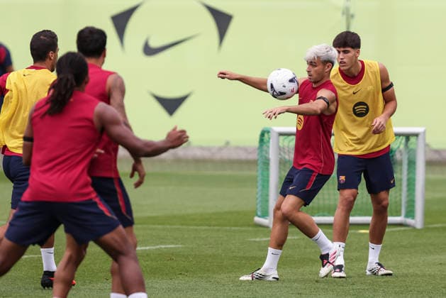 August 26, 2026, Sant Joan Despi, Barcelona, Spain: Pedri and Pau Cubarsi during the training day of FC Barcelona, Barca ahead the Spanish League, Laliga EA Sports, football match against Athletic Club at Ciudad Esportiva Joan Gamper on August 26, 2026 in Sant Joan Despi, Barcelona, Spain. FC Barcelona Training And press conference, PK, Pressekonferenz - LaLiga EA Sports - ZUMAa181 20260826_zaa_a181_003 Copyright: xJavierxBorregox