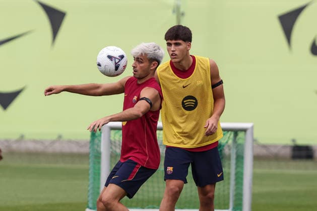 August 26, 2026, Sant Joan Despi, Barcelona, Spain: Pedri and Pau Cubarsi during the training day of FC Barcelona, Barca ahead the Spanish League, Laliga EA Sports, football match against Athletic Club at Ciudad Esportiva Joan Gamper on August 26, 2026 in Sant Joan Despi, Barcelona, Spain. FC Barcelona Training And press conference, PK, Pressekonferenz - LaLiga EA Sports - ZUMAa181 20260826_zaa_a181_006 Copyright: xJavierxBorregox