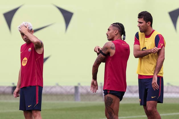 August 26, 2026, Sant Joan Despi, Barcelona, Spain: Pedri, Raphinha and Rodri during the training day of FC Barcelona, Barca ahead the Spanish League, Laliga EA Sports, football match against Athletic Club at Ciudad Esportiva Joan Gamper on August 26, 2026 in Sant Joan Despi, Barcelona, Spain. FC Barcelona Training And press conference, PK, Pressekonferenz - LaLiga EA Sports - ZUMAa181 20260826_zaa_a181_008 Copyright: xJavierxBorregox