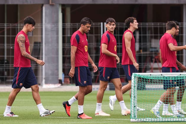 August 26, 2026, Sant Joan Despi, Barcelona, Spain: Rodri, Gerard Martin and Marc Bernal during the training day of FC Barcelona, Barca ahead the Spanish League, Laliga EA Sports, football match against Athletic Club at Ciudad Esportiva Joan Gamper on August 26, 2026 in Sant Joan Despi, Barcelona, Spain. FC Barcelona Training And press conference, PK, Pressekonferenz - LaLiga EA Sports - ZUMAa181 20260826_zaa_a181_026 Copyright: xJavierxBorregox