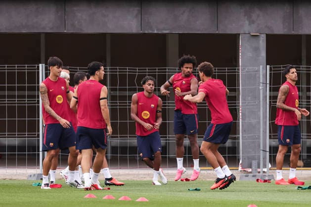 August 26, 2026, Sant Joan Despi, Barcelona, Spain: Lamine Yamal and Karim Adeyemi during the training day of FC Barcelona, Barca ahead the Spanish League, Laliga EA Sports, football match against Athletic Club at Ciudad Esportiva Joan Gamper on August 26, 2026 in Sant Joan Despi, Barcelona, Spain. FC Barcelona Training And press conference, PK, Pressekonferenz - LaLiga EA Sports - ZUMAa181 20260826_zaa_a181_037 Copyright: xJavierxBorregox