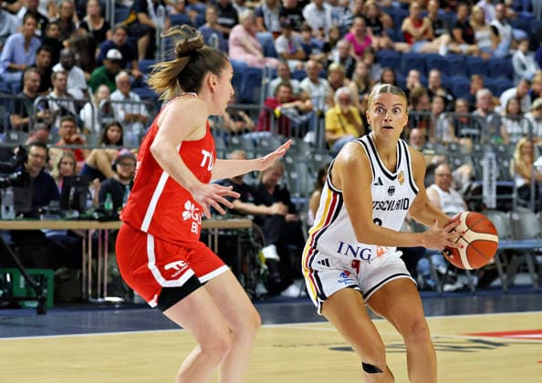 From left: Ayse Cora Yamaner, Turkey Women s Team 08; Alexandra Wilke, Germany Women s Team 03; Germany vs. Turkey, Basketball, DBB, Women, Friendly Match, August 27, 2026; Germany vs. Turkey, Basketball, DBB, Women, Friendly Match, August 27, 2026, Cologne Copyright: xEibner-Pressefotox xThomasxStoeckerx EP_TSR