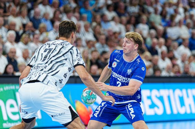Julian Köster, THW Kiel, 07; Lukas Hutecek, TBV Lemgo Lippe, 02 (GER); THW Kiel vs. TBV Lemgo Lippe, Handball, 1st Bundesliga, Matchday 1, 2026–2027 Season, August 27, 2026 GER, THW Kiel vs. TBV Lemgo Lippe, Handball, 1st Bundesliga, Matchday 1, 2026–2027 Season, August 27, 2026, Kiel Copyright: xEibner-Pressefoto MarcelxvonxFehrnx EP_MFN