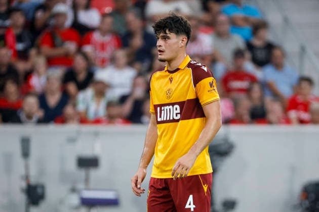 Jamie Knight Lebel, Motherwell FC, 04, Germany, Soccer, UEFA Conference League, Playoffs, 2026–2027, SC Freiburg vs. Motherwell FC, August 27, 2026, Freiburg im Breisgau, Europa-Park Stadium, Germany Copyright: xGrantxHubbsx