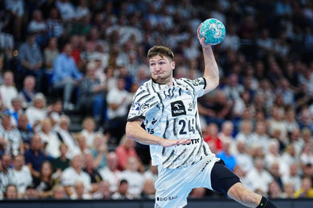 Goal by Lukas Zerbe (THW Kiel), 24 GER, THW Kiel vs. TBV Lemgo Lippe, Handball, Bundesliga 1, Matchday 1, 2026–2027 Season, August 27, 2026 GER, THW Kiel vs. TBV Lemgo Lippe, Handball, 1st Bundesliga, Matchday 1, 2026–2027 Season, August 27, 2026 Kiel Copyright: xEibner-Pressefoto MarcelxvonxFehrnx EP_MFN