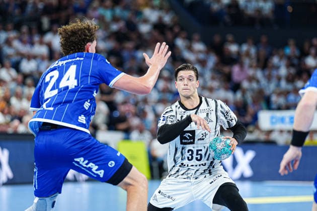 Joel Willecke, TBV Lemgo Lippe, 24; Domen Makuc, THW Kiel, 35 GER; THW Kiel vs. TBV Lemgo Lippe, Handball, 1st Bundesliga, Matchday 1, 2026–2027 Season, August 27, 2026 GER, THW Kiel vs. TBV Lemgo Lippe, Handball, 1st Bundesliga, Matchday 1, 2026–2027 Season, August 27, 2026 Kiel Copyright: xEibner-Pressefoto MarcelxvonxFehrnx EP_MFN