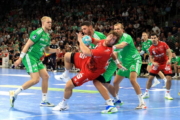 August 27, 2026, GER Germany, Handball, 1st Bundesliga, August 27, 2026, 2026–2027 Season, Berlin, Fuechse Berlin vs. Melsungen, Mijajlo Marsenic (Fuechse Berlin) 93, Max Darj (Fuechse Berlin) 5, Matthes Langhoff (Fuechse Berlin) 25, Ben Beekmann (MT Melsungen) 14, Max Schmeling Hall, Berlin, Germany Copyright: xNordphotox xEnglerx