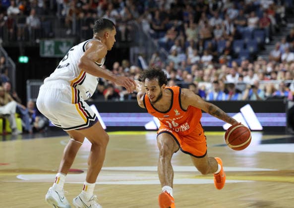 From left: Tristan da Silva, Germany Men s U-15, Troy Koehler, Netherlands Men s U-16; Germany vs. Netherlands, Basketball, DBB, FIBA Basketball World Cup 2027, European Qualifiers, August 27, 2026; Germany vs. Netherlands, Basketball, DBB, FIBA Basketball World Cup 2027, European Qualifiers, August 27, 2026, Cologne Copyright: xEibner-Pressefotox xThomasxStoeckerx EP_TSR