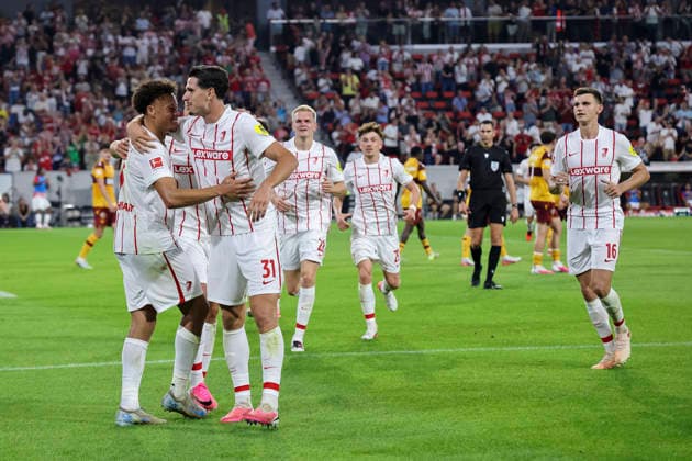 SC Freiburg celebrates Igor Matanovic’s goal, making the score 3–1; SC Freiburg, 31, Germany, soccer, UEFA Conference League, Playoffs, 2026–2027, SC Freiburg vs. Motherwell FC, August 27, 2026, Freiburg im Breisgau, Europa-Park Stadium, Germany Copyright: xGrantxHubbsx