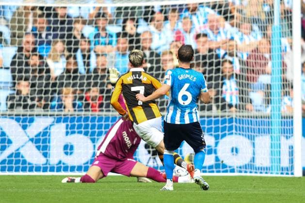 Liam Millar of Hull City scores past Carl Rushworth of Coventry City 0-1 Coventry City v Hull City, Premier League Football, Football, Coventry Building Society Arena, Coventry, UK - 29 Aug 2026Coventry Coventry Building Society Arena United Kingdom EDITORIAL USE ONLY No use with unauthorised audio, video, data, fixture lists, club league logos or live services. Online in-match use limited to 120 images, no video emulation. No use in betting, games or single club league player publications. Copyright: xAndrewxFosker Shutterstockx 17119018em