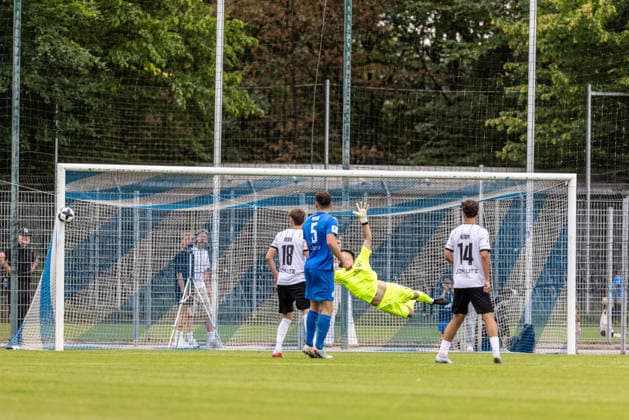 FC Astoria Walldorf vs. SSV Ulm 1846 Soccer, Regional League, Matchday 4, Dietmar Hopp Sportpark Walldorf, August 29, 2026. Luck for Ulm: A great chance narrowly misses the goal. FC Astoria Walldorf vs. SSV Ulm 1846, Soccer, Regional League, Matchday 4, Dietmar Hopp Sportpark, Walldorf, August 29, 2026. Photo by Lucca Fundel, Walldorf, Dietmar Hopp Sportpark, Baden-Württemberg, Germany