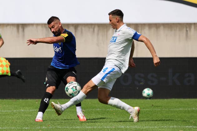 August 30, 2026, Soccer, Men s, 3rd Division, 2026–2027 Season, 1 FC Saarbrücken vs. FC Hansa Rostock, Kai Brünker (1 FC Saarbrücken), Kenan Fatkic (Hansa Rostock), Saarbrücken, Ludwigsparkstadion, Saarland, Germany, DEU Copyright: xSebastianxBachx