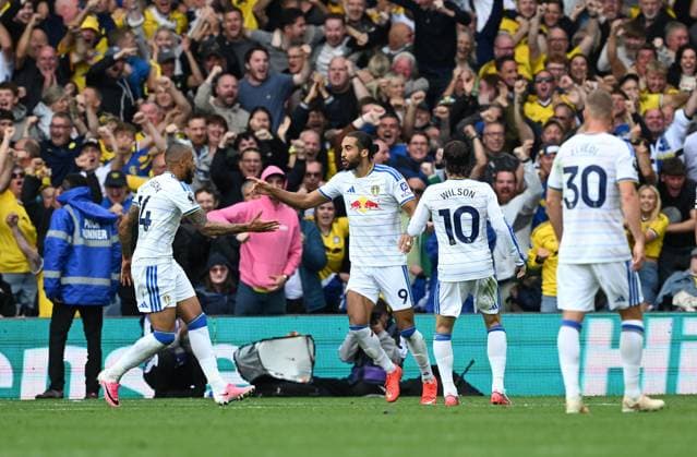 Dominic Calvert-Lewin of Leeds United celebrates after scoring the team s first goal Leeds United v Brentford, Premier League Football, Football, Elland Road, Leeds, UK - 30 Aug 2026Leeds Elland Road United Kingdom EDITORIAL USE ONLY No use with unauthorised audio, video, data, fixture lists, club league logos or live services. Online in-match use limited to 120 images, no video emulation. No use in betting, games or single club league player publications. Copyright: xAnnaxGowthorpe Shutterstockx 17119080aj