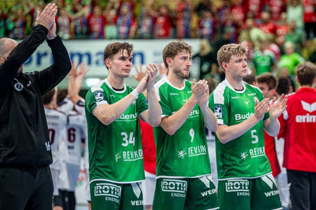 OPEL Handball Bundesliga: HSG Wetzlar vs. SG BBM Bietigheim, August 30, 2026; Laszlo Bartucz (HSG Wetzlar), 16; Paul Kompenhans (HSG Wetzlar), 34; Niklas Theiß, HSG Wetzlar, 9, Tristan Kirschner, HSG Wetzlar, 5, OPEL Handball Bundesliga: HSG Wetzlar vs. SG BBM Bietigheim, Wetzlar, August 30, 2026 Copyright: xBEAUTIFULxSPORTS Roeczeyx