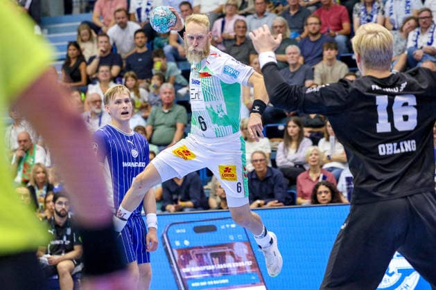 August 30, 2026, xsefx, Handball, 1st HBL, VfL Gummersbach vs. SC Magdeburg, 2026–2027 Men s Season, Schwalbe Arena, Matthias Musche, SC Magdeburg 06 taking a shot, North Rhine-Westphalia, Germany