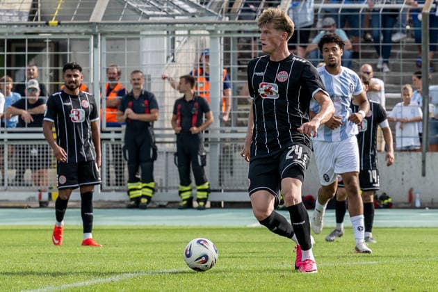 Benedikt Kuhn, TSV 1882 Landsberg, 24, GER; TSV 1860 Munich vs. TSV Landsberg 1882, Soccer, Bavarian Regional League, Matchday 6, 2026–2027 Season, August 30, 2026 DFL and DFB regulations prohibit any use of photographs as image sequences and or quasi-video. Photo: HMB Media, Heike Feiner Copyright: HMBxMedia HeikexFeiner