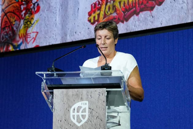 August 31, 2026, Madrid, Madrid, Spain: Elisa Aguilar, President of FEB, attends during the farewell ceremony for the Spanish women s national basketball team ahead of the 2026 FIBA Women s Basketball World Cup in Berlin, at Endesa Headquarters on August 31, 2026, in Madrid, Spain. Madrid Spain - ZUMAa181 20260831_zaa_a181_044 Copyright: xDennisxAgyemanx